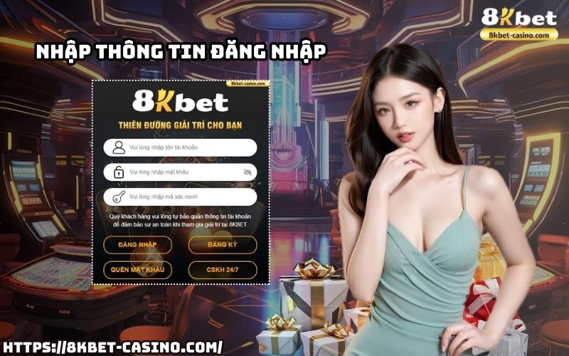 Chỉ cần nhập tài khoản và mật khẩu, anh em đã sẵn sàng đăng nhập 8KBET